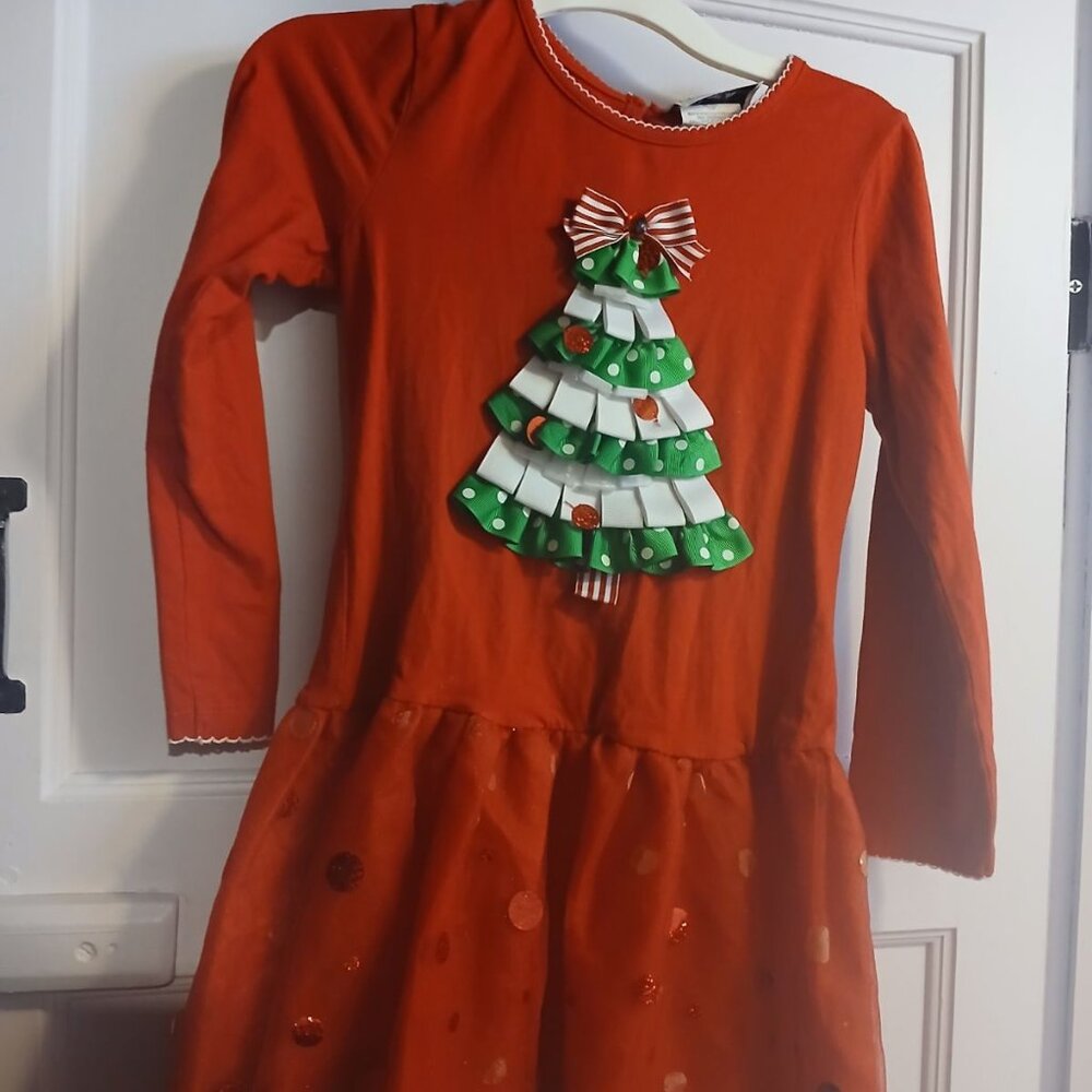 Rare Editions Girls Christmas Tree Red Dress Size 6x